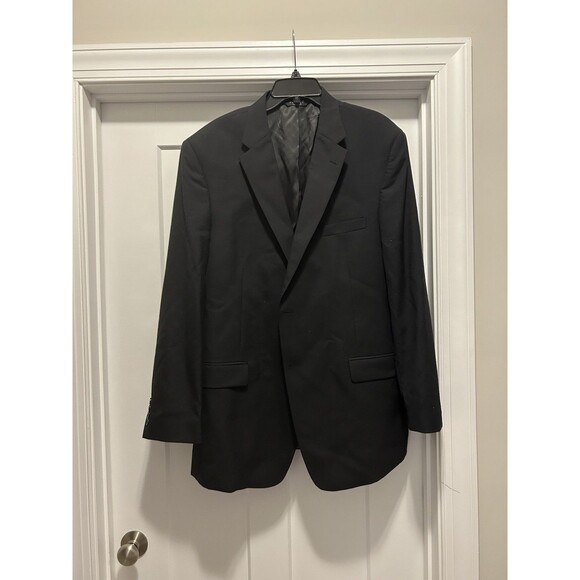 Jos A Bank Blazer Mens 48 Long Sport Coat Black Wool Tailored Fit Double Vented - Picture 1 of 8